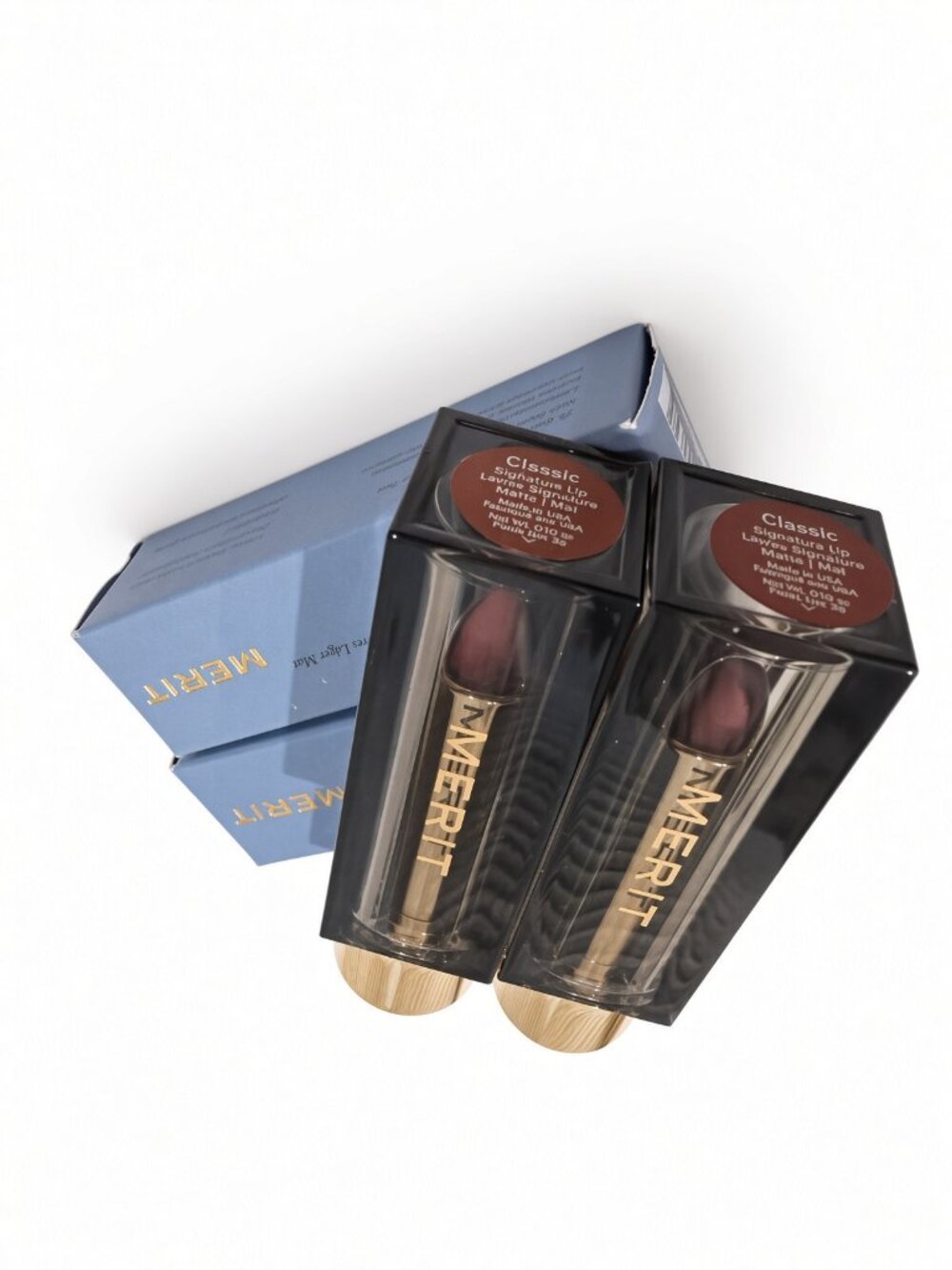 Merit 2-Pc Lot Signature Lip Matte Lipstick 2x Classic Full Size NIB
